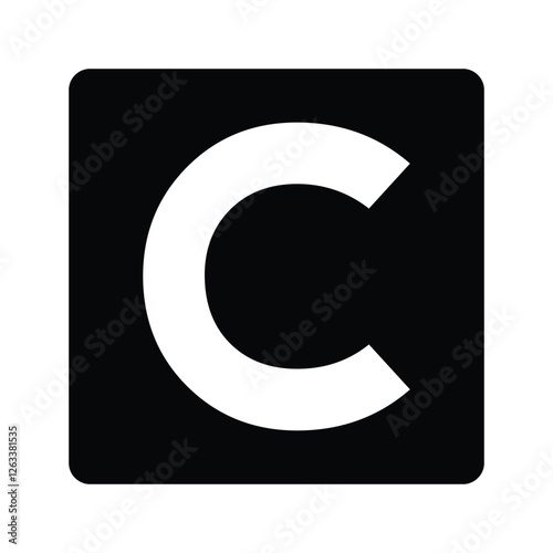 C uppercase in letter. Isolate vector illustration ready to compose words and phrases