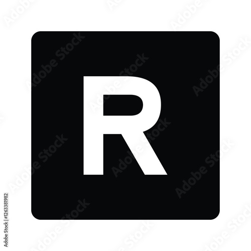 R uppercase in letter. Isolate vector illustration ready to compose words and phrases