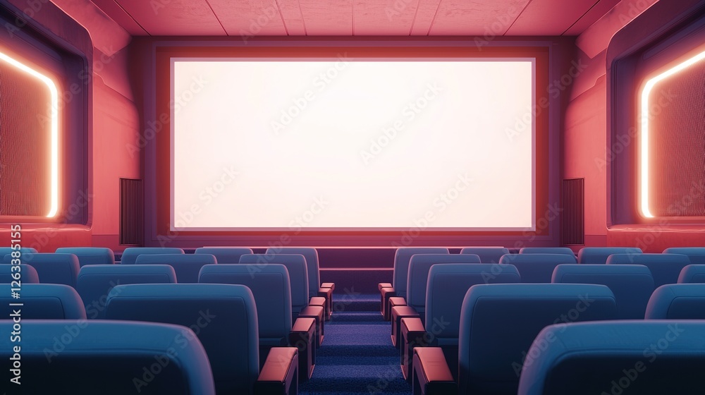 Silent cinema experience empty theater digital art modern environment inside view visual serenity Silent cinema experience empty theater digital art modern environment inside view visual serenity