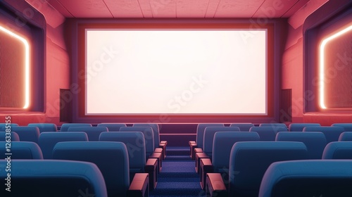 Silent cinema experience empty theater digital art modern environment inside view visual serenity