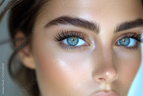 A close-up of a mascara swipe on a woman??Ts eyelashes, emphasizing glamour