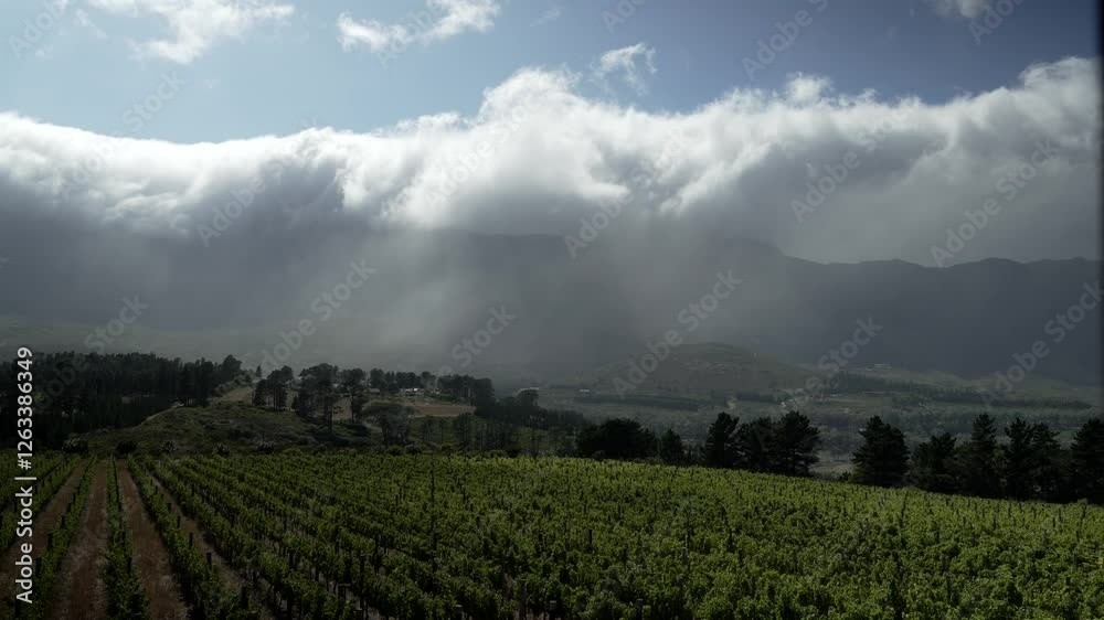 background of fast moving clouds over mountains in Cape Town South Africa time lapse shooting