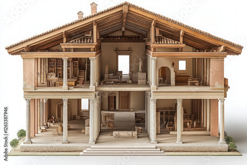 An architectural illustration of a dissected building showing its inner structure photo