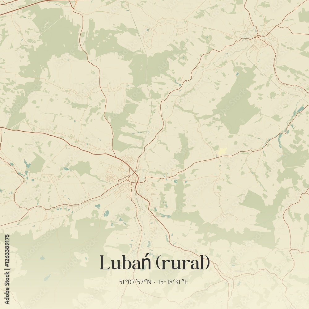 Obraz premium Vintage map of Luban (rural), Poland.