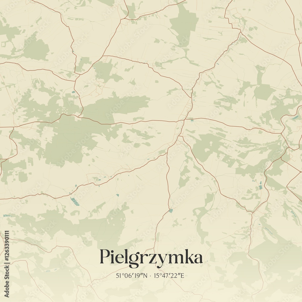 Fototapeta premium Vintage map of Pielgrzymka, Poland.