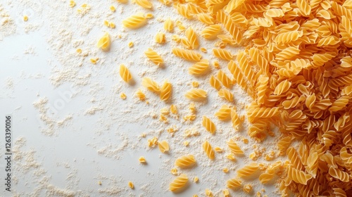 Discover the unique shape and texture of gemelli pasta on a white background photo