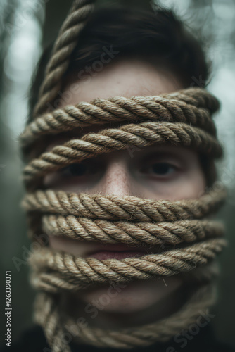 Exploring the Complexities of Human Emotion: A Symbolic Representation of Identity and Struggle through Constricting Ropes