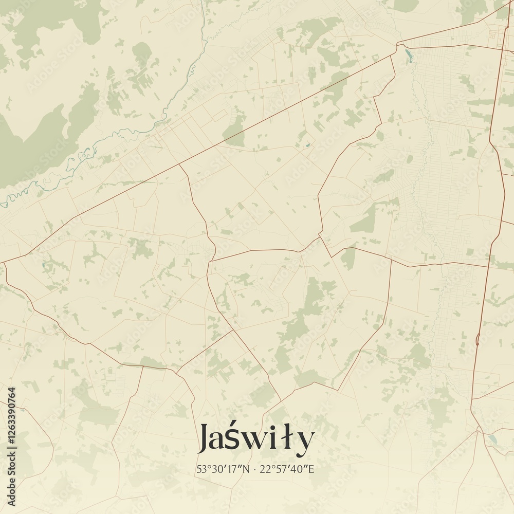 Obraz premium Vintage map of Jaswily, Poland.