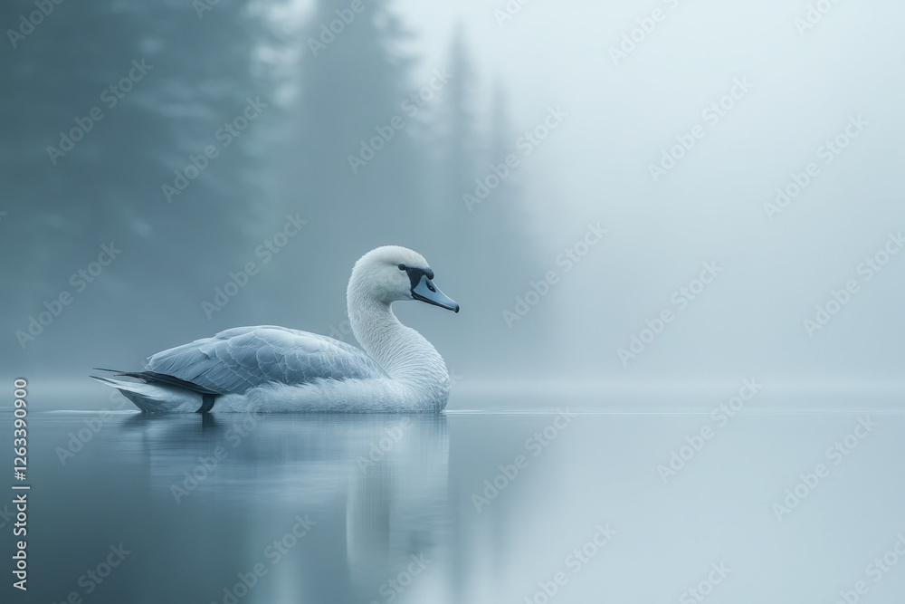 Suomen joutsen: A graceful Finnish swan gliding on a tranquil lake Suomen joutsen: A graceful Finnish swan gliding on a tranquil lake