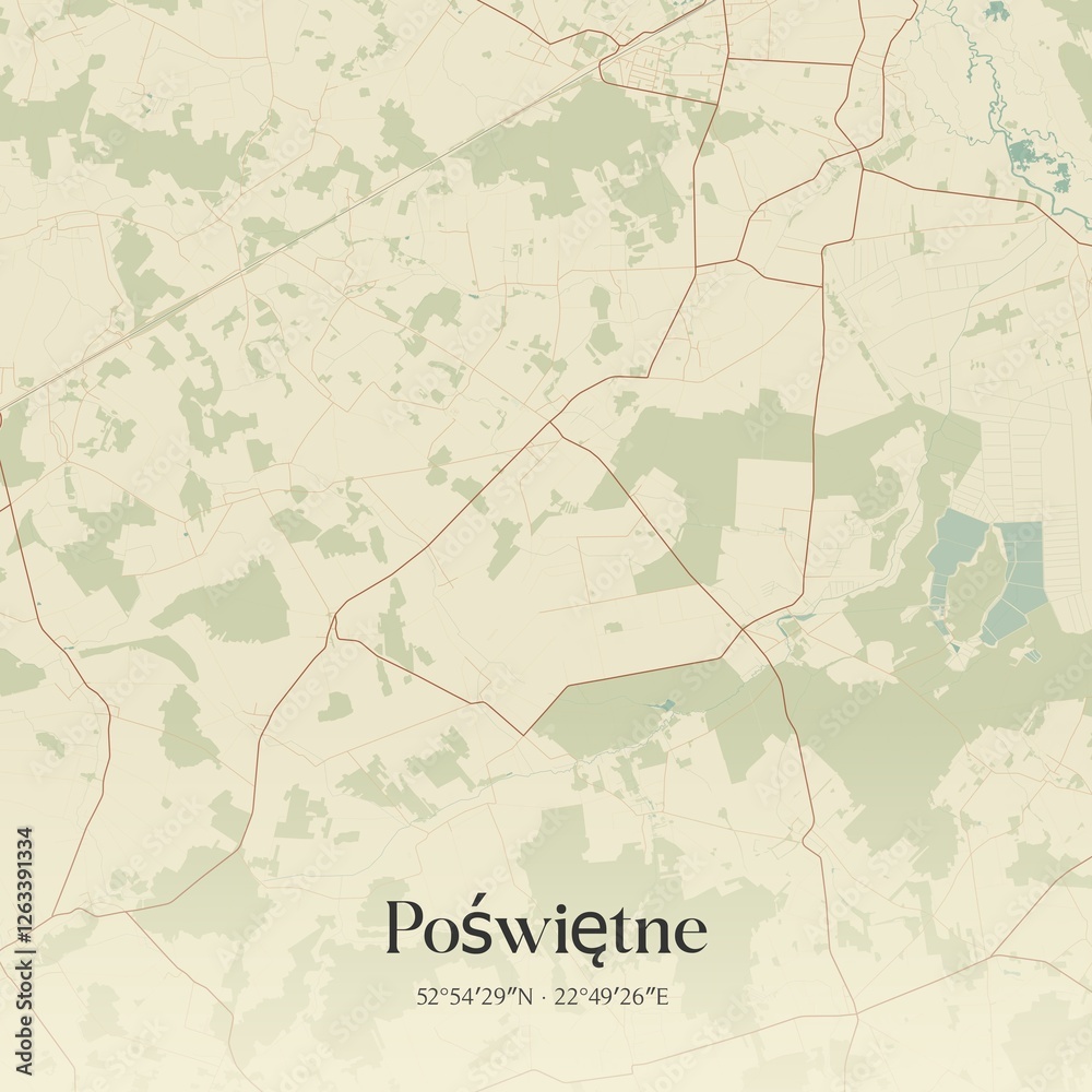 Fototapeta premium Vintage map of Poswietne, Poland.
