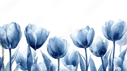 Srebrno niebieskie tulipany, jasne tło, karta generative ai  © Elżbieta Kaps