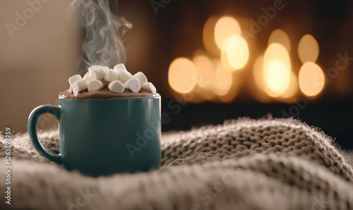 Wallpaper Mural Experience the Comfort of a Cozy Hot Chocolate with Marshmallows by the Fireplace – Perfect for Winter Relaxation and Indulgence with Friends and Family. Torontodigital.ca