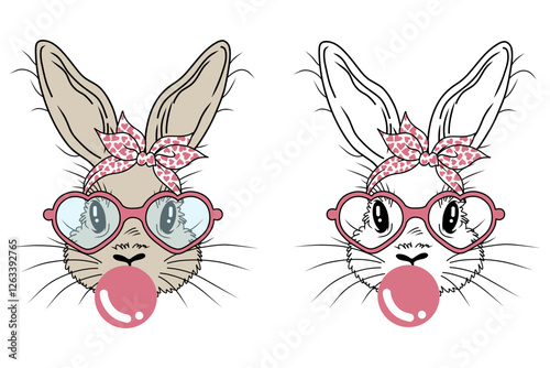 Cute funny bunny hand-drawn vector illustration
