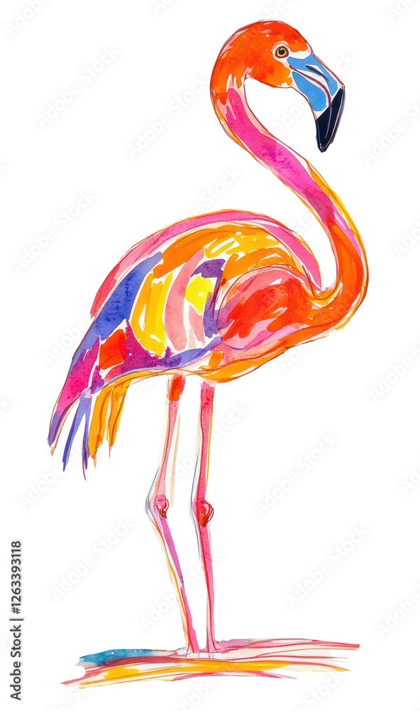 Obraz premium PNG Flamingo illustration watercolor bird.