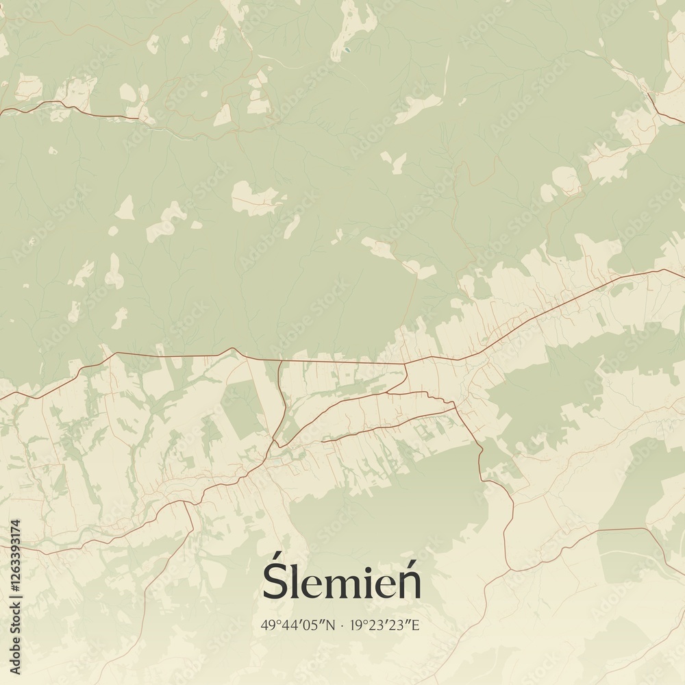 Obraz premium Vintage map of Slemien, Poland.