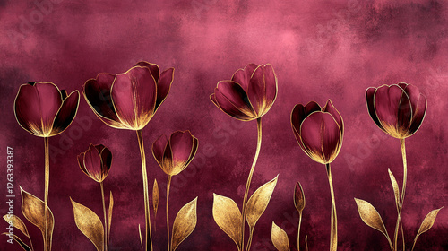 Tulipany, kwiatowe wiosenne tło, karta na życzenia z miejscem na tekst, generative ai  © Elżbieta Kaps
