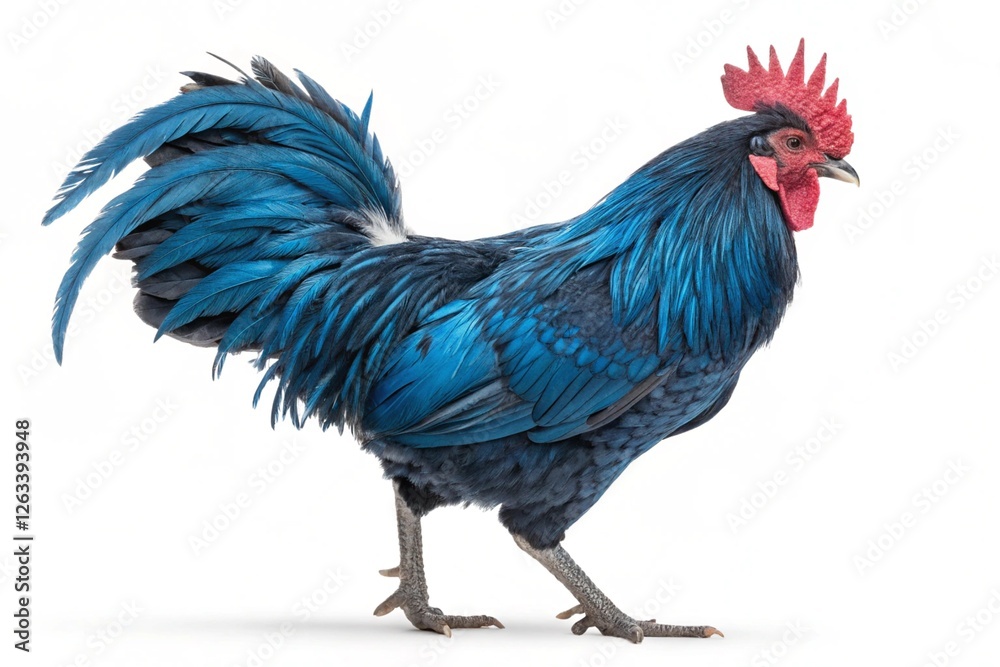 Fototapeta premium blue Andalusian Rooster isolated on white background