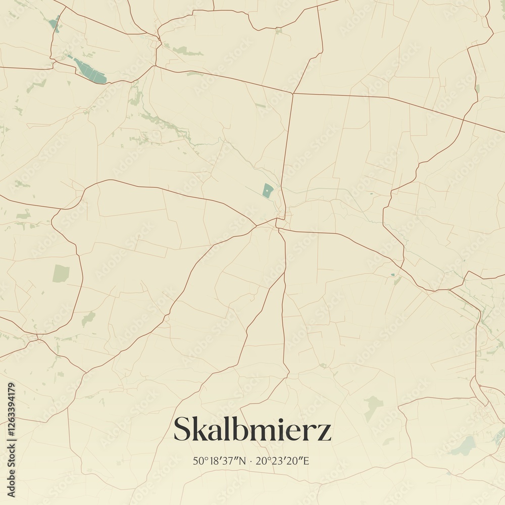 Fototapeta premium Vintage map of Skalbmierz, Poland.
