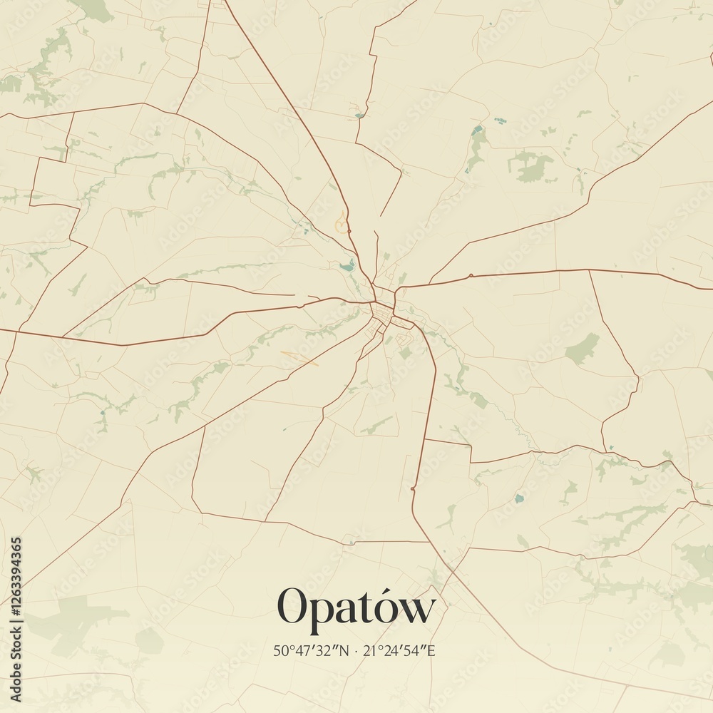 Obraz premium Vintage map of Opatów, Poland.