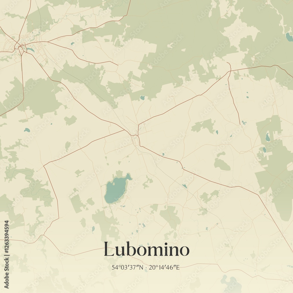 Fototapeta premium Vintage map of Lubomino, Poland.