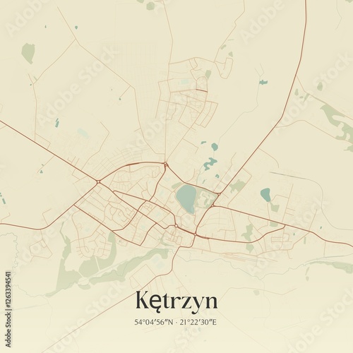 Wallpaper Mural Vintage map of Ketrzyn, Poland. Torontodigital.ca