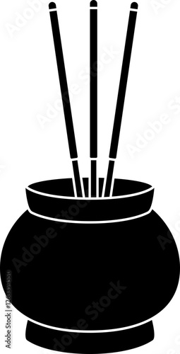 Incense burner silhouette. 
Chinese style incense burner silhouette vector Isolated.