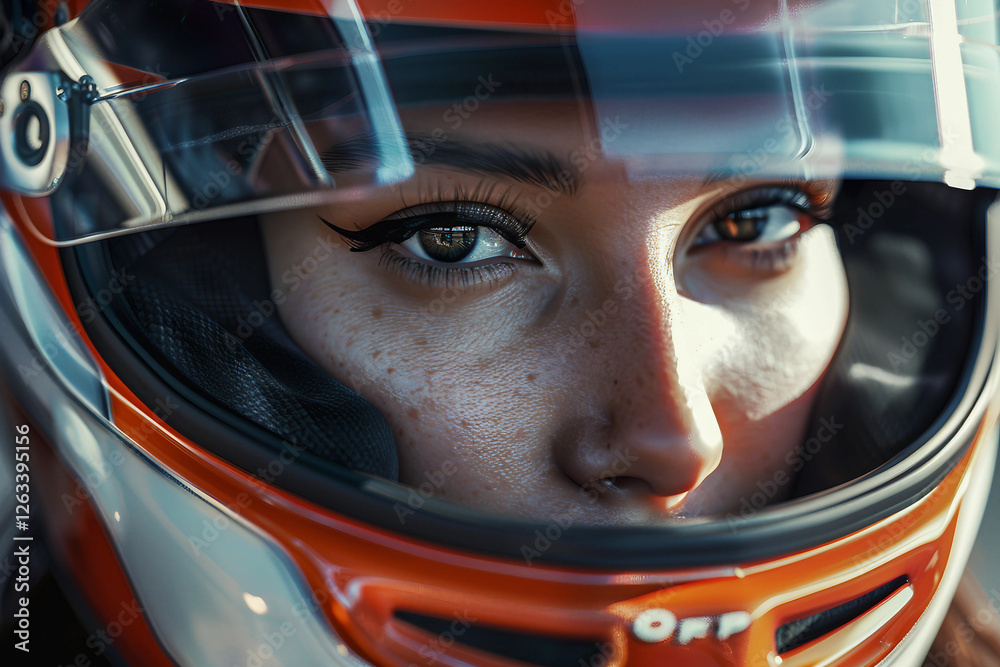 Professional racing team lineup in helmets and gear, showcasing unity and determination in motorsport, generative AI Professional racing team lineup in helmets and gear, showcasing unity and determination in motorsport, generative AI