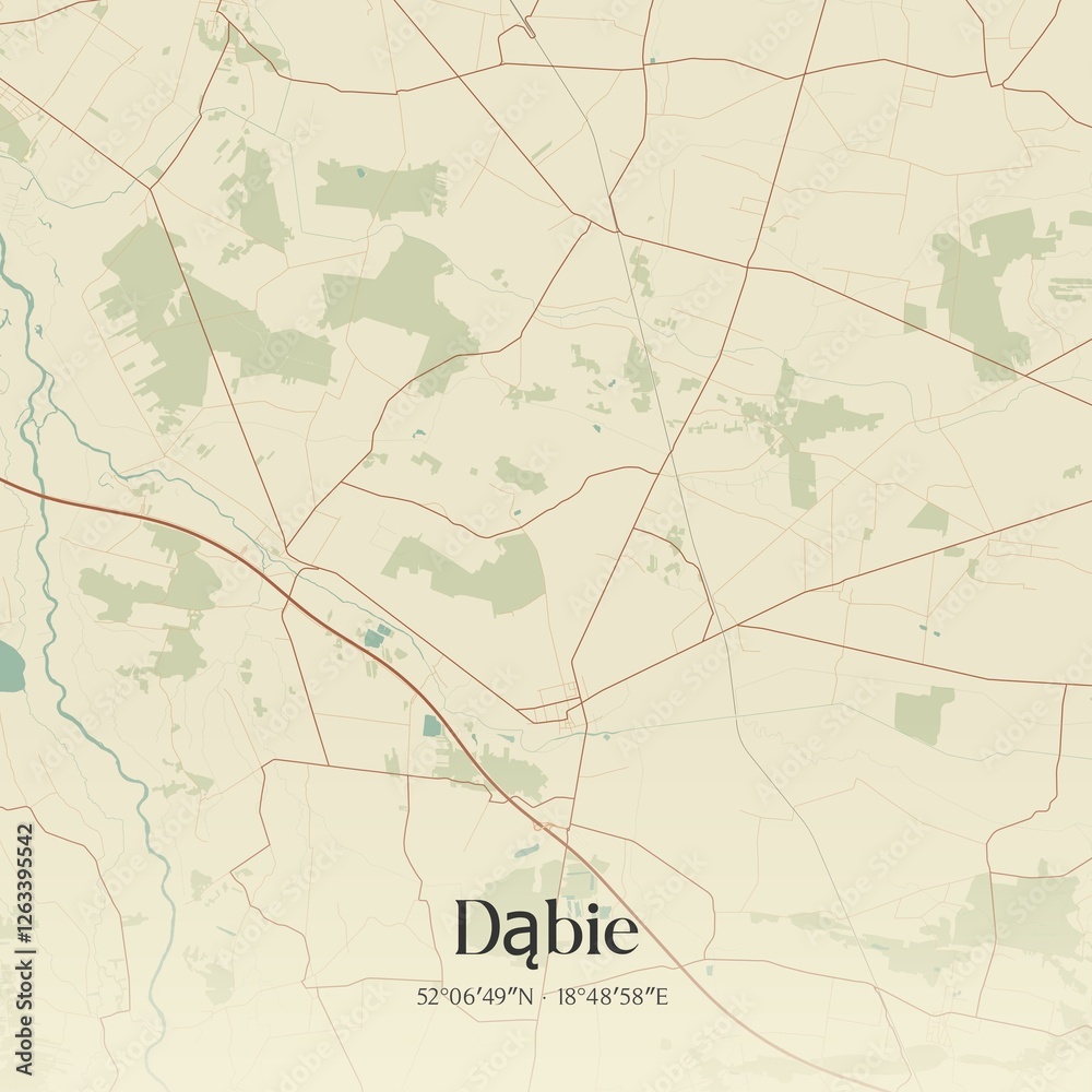 Fototapeta premium Vintage map of Dabie, Poland.