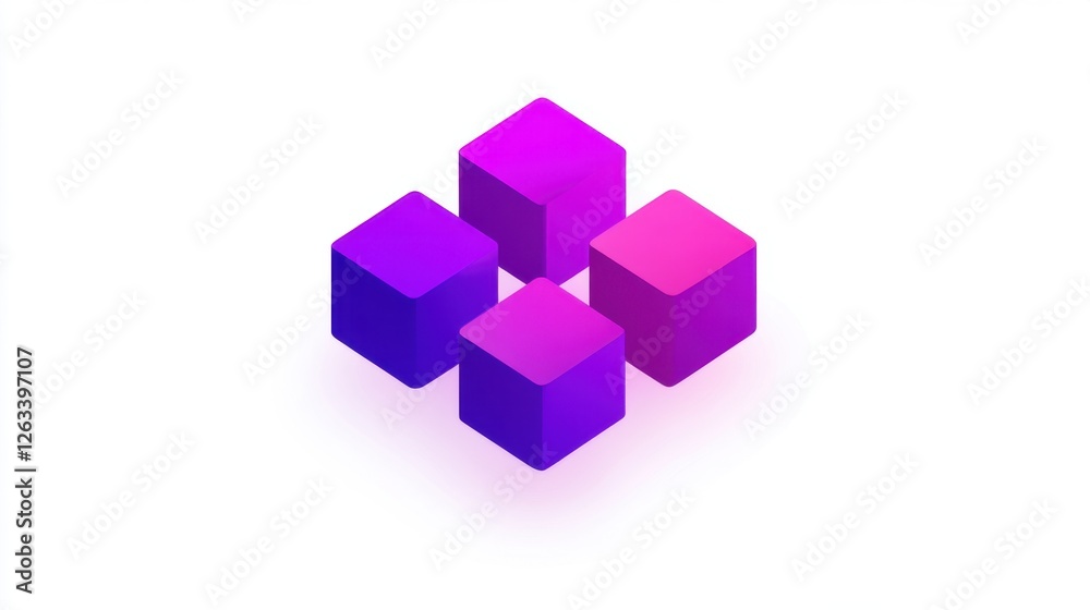 Four isometric cubes are arranged in a central composition against a white background, showcasing a modern and clean aesthetic Four isometric cubes are arranged in a central composition against a white background, showcasing a modern and clean aesthetic