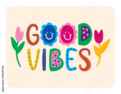 good vibes lettering. vector illustration