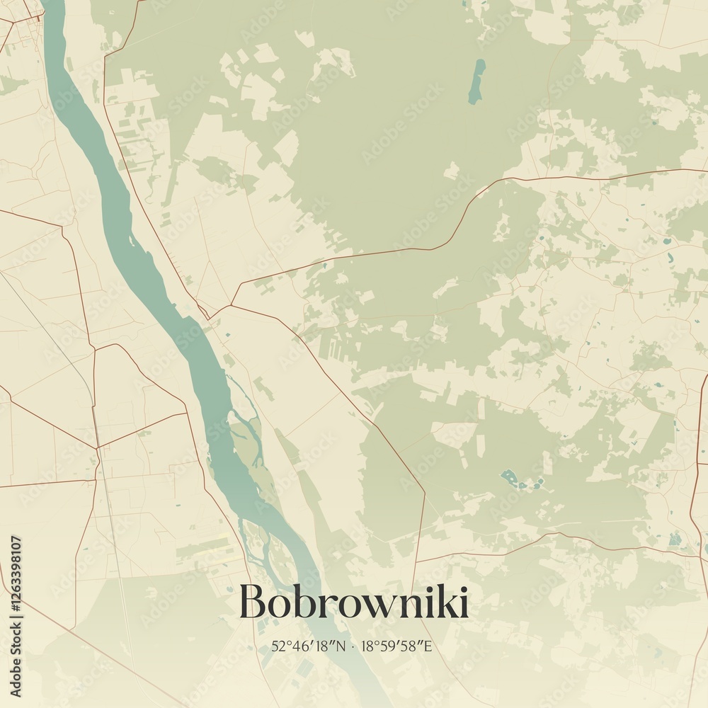 Fototapeta premium Vintage map of Bobrowniki, Poland.