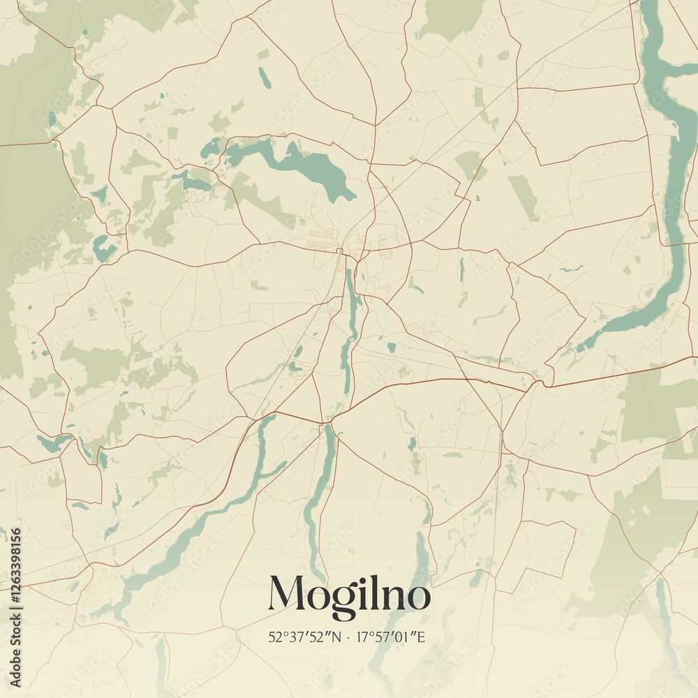 Naklejka premium Vintage map of Mogilno, Poland.