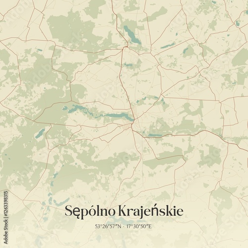 Obraz na płótnie Vintage map of Sepólno Krajenskie, Poland. w salonie