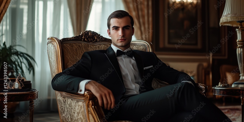 Man in Tuxedo Sitting