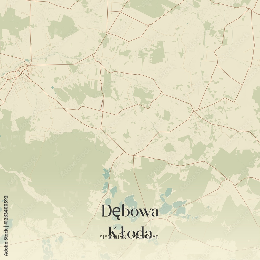 Fototapeta premium Vintage map of Debowa Kloda, Poland.