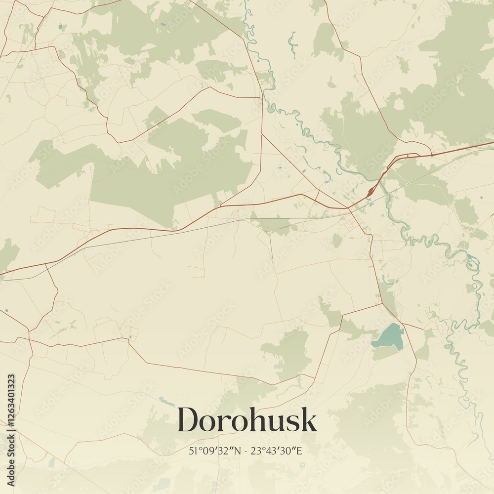 Naklejka premium Vintage map of Dorohusk, Poland.