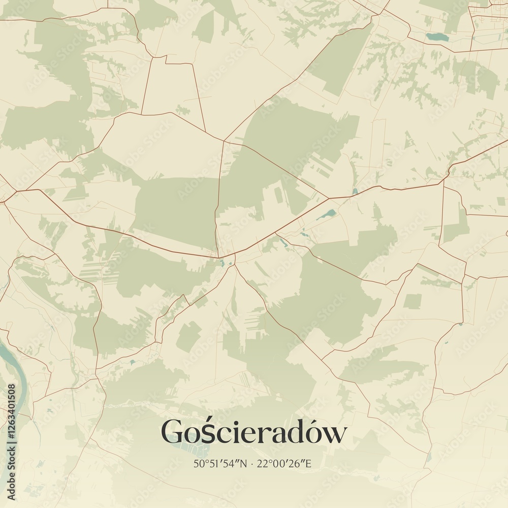 Fototapeta premium Vintage map of Goscieradów, Poland.