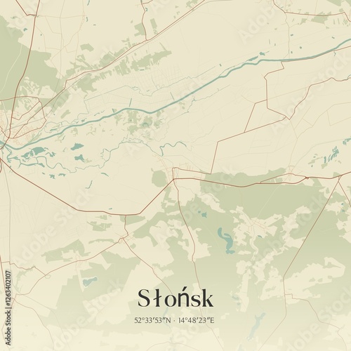 Vintage map of Slonsk, Poland. photo