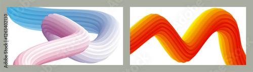 Abstract volumetric background. Cords. set of two illustrations. Toothpaste in a tube. Minimalism. Creative modern background. Cover design, wallpaper, background. eps vector.