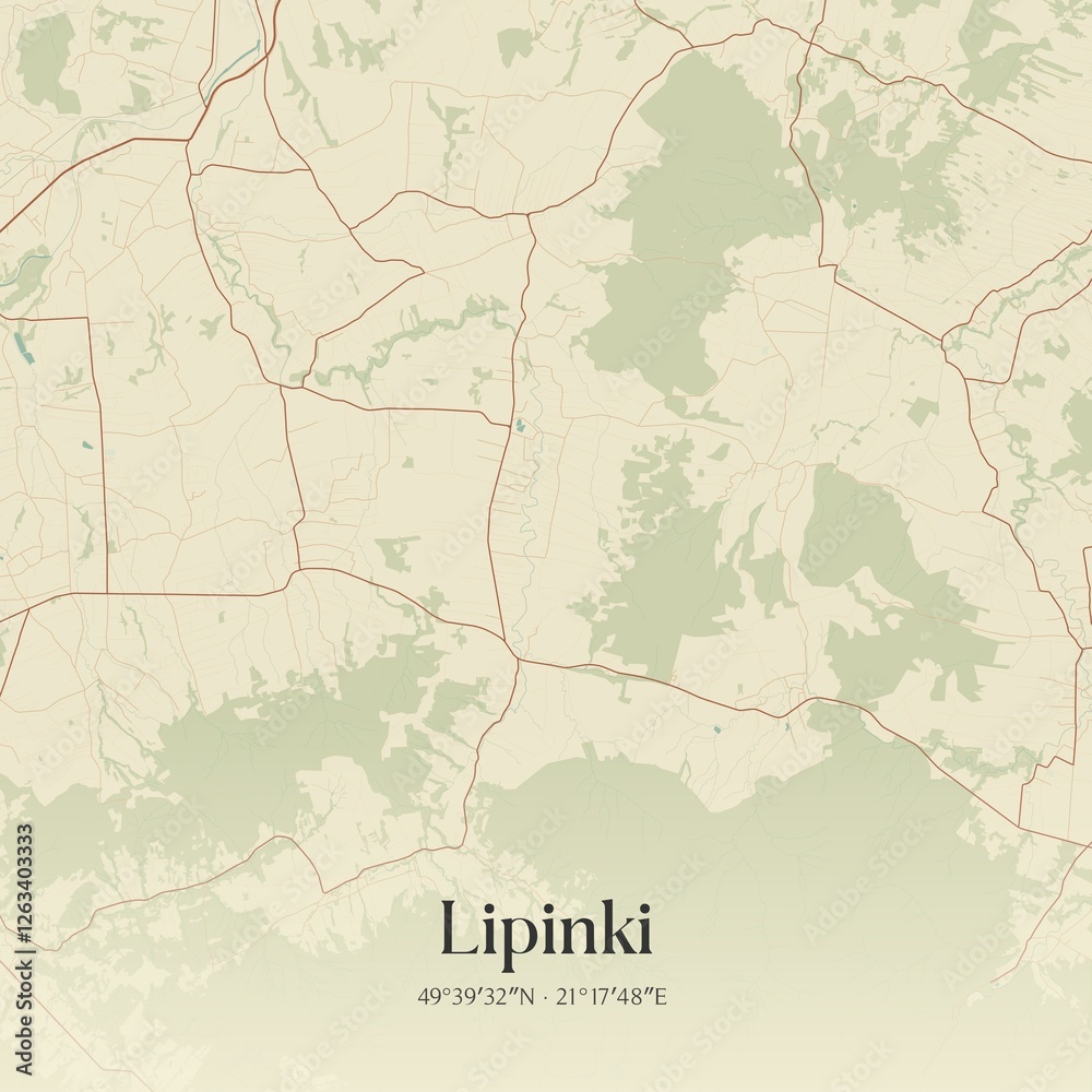 Obraz premium Vintage map of Lipinki, Poland.