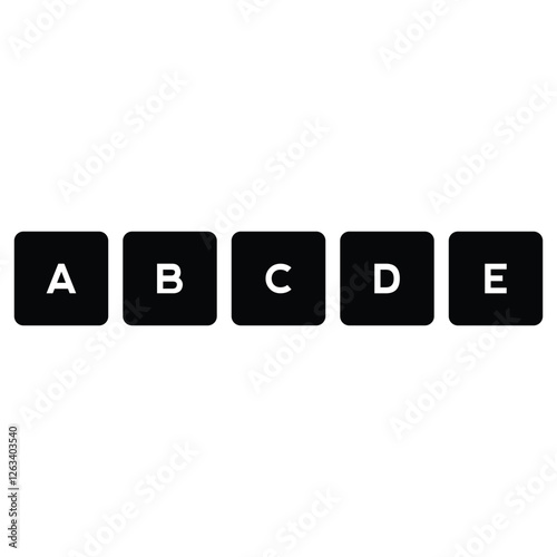 ABCDE uppercase in letter. Isolate vector illustration ready to compose words and phrases