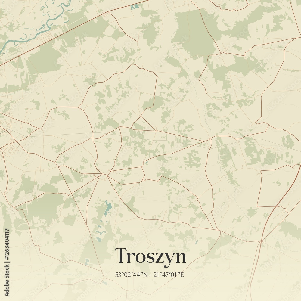 Naklejka premium Vintage map of Troszyn, Poland.