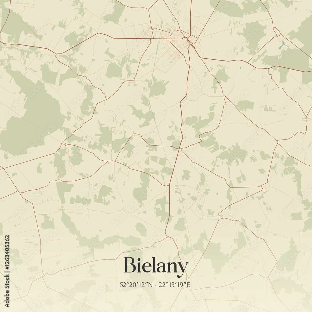 Fototapeta premium Vintage map of Bielany, Poland.