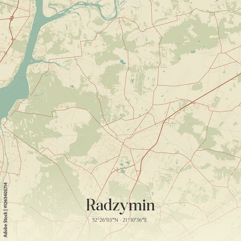 Obraz premium Vintage map of Radzymin, Poland.