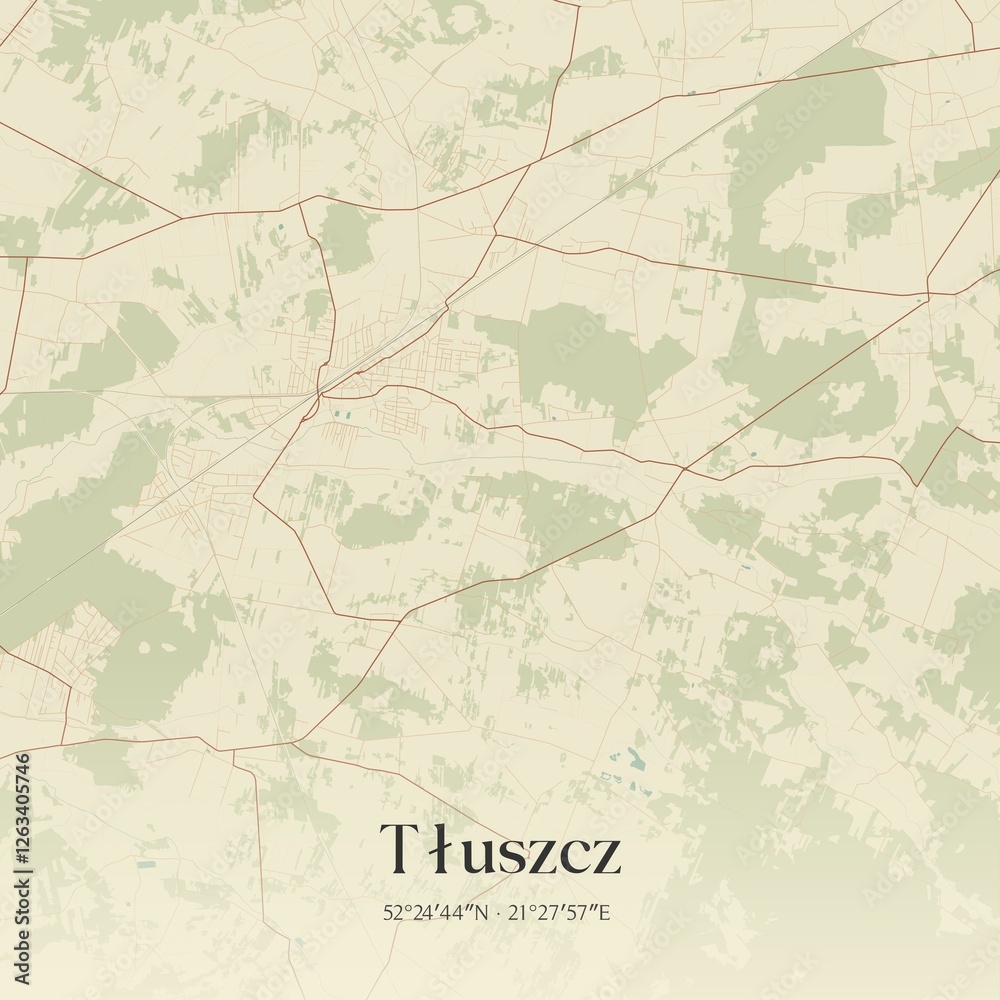 Naklejka premium Vintage map of Tluszcz, Poland.