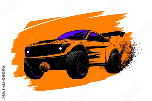 Icon of a car touching the ball from below, in a minimalistic style.