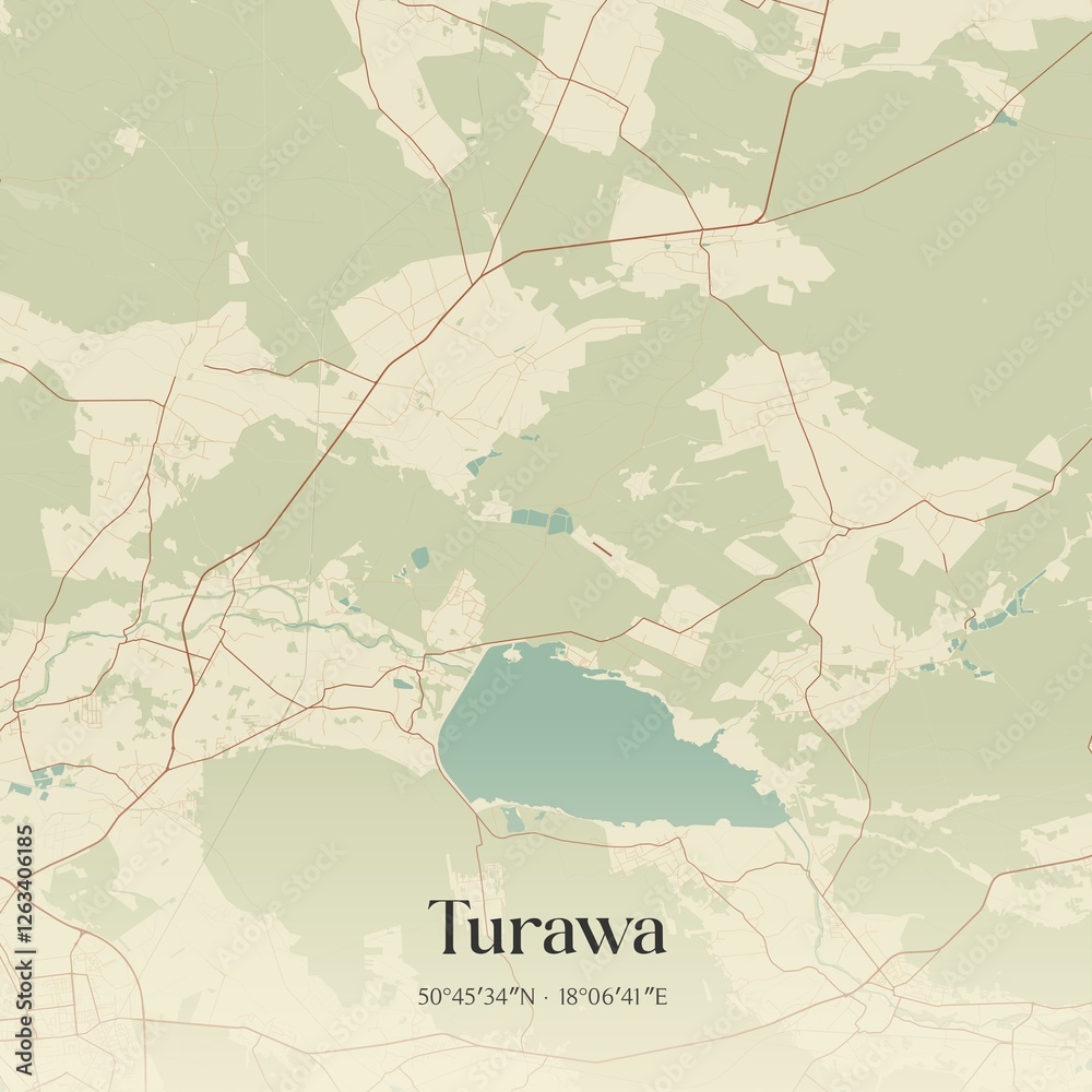 Fototapeta premium Vintage map of Turawa, Poland.