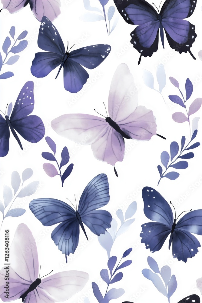 Fototapeta premium delicate seamless butterfly pattern in blue tones