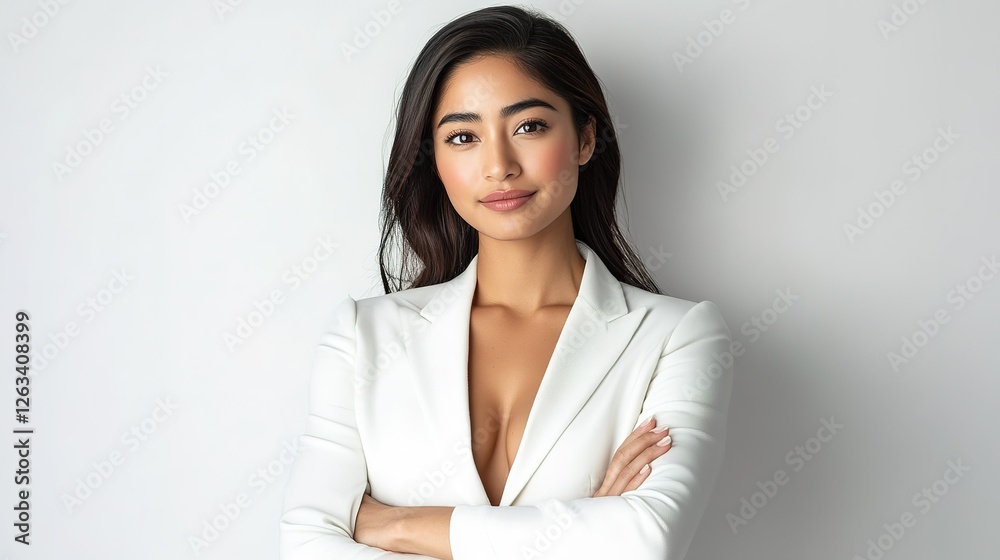 Confident Woman Posing in White Blazer Confident Woman Posing in White Blazer