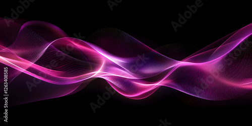 abstract purple wave on a black background. neon translucent wave. transfusion of light. abstract background. design element